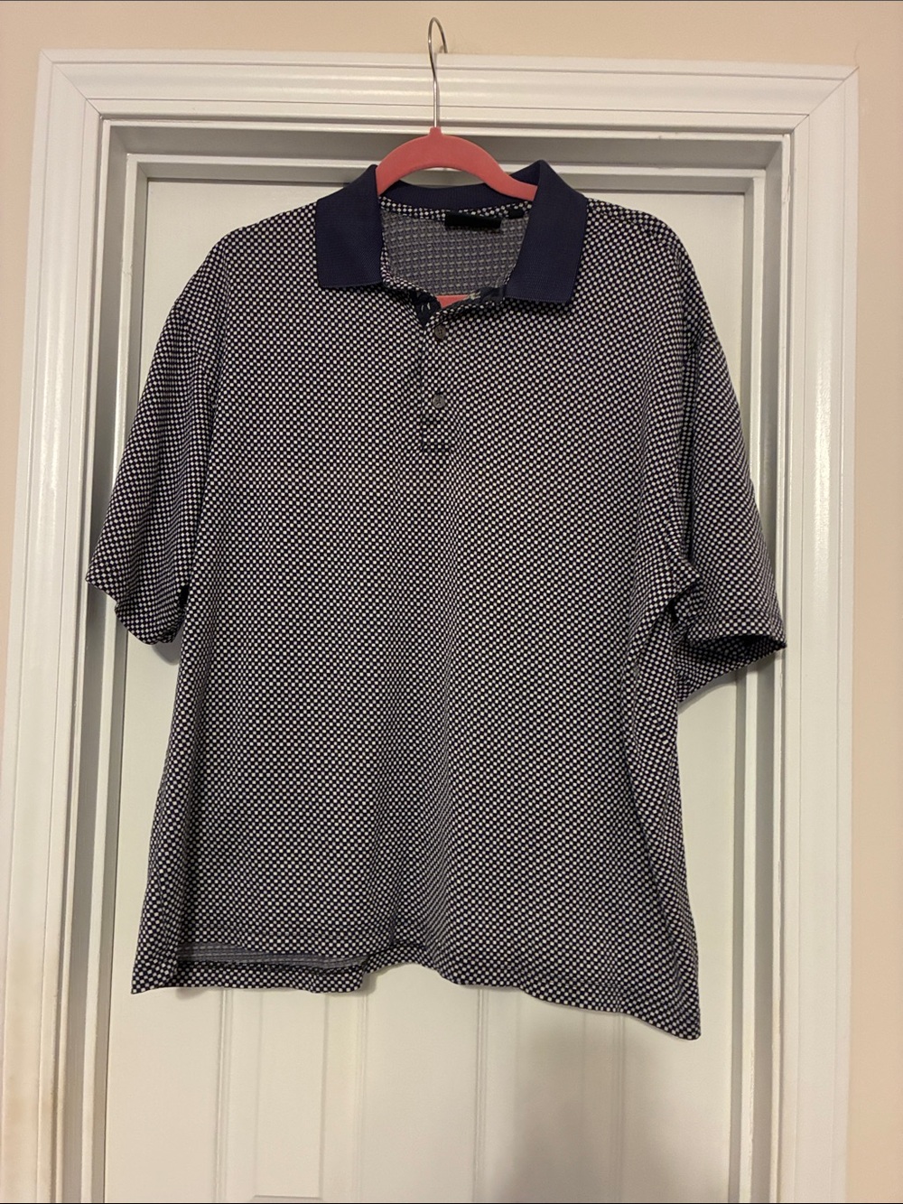 Bobby Jones XL Navy and White Micro-Pattern Polo